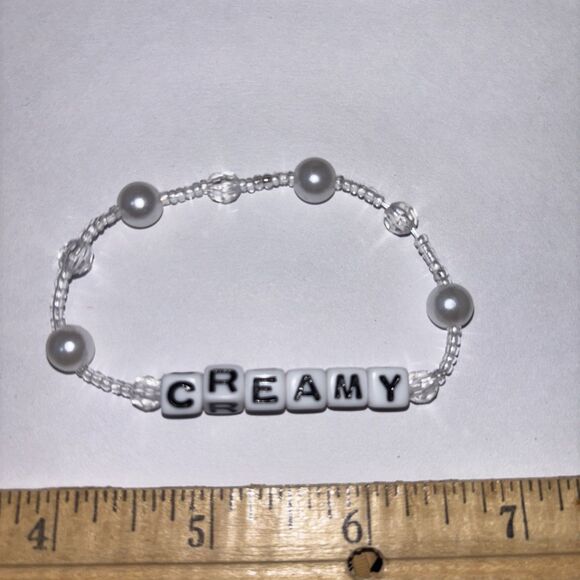 Multicolor “Creamy” Bracelet Adult Humor Beaded Handmade Naughty Accessories - Picture 1 of 3